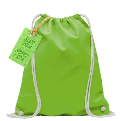 Immagine di ELES VIDA Sacca in cotone da palestra, Zaino Borsa tessuto, cotone, juta tessuto omologata OEKO TEX® (verde chiaro, 38 x 42 cm)