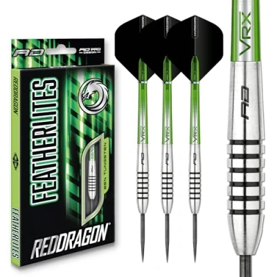 Immagine di RED DRAGON Featherlite 9: 19g Freccette Tungsteno con Punta Acciacio, Voli e Aste