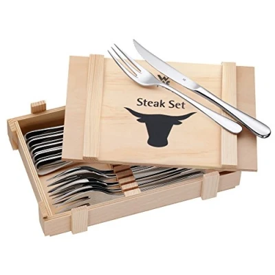 Immagine di WMF Ranch set Posate 6 Persone in Acciaio Inox 18/10 Cromargan, 12 Pezzi, Servizio con Forchette, Coltelli da Carne