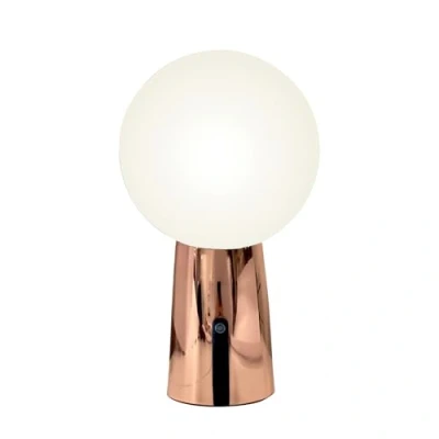 Immagine di Zafferano, Lampada Olimpia Pro con Finitura Rame Lucido, da Tavolo Ricaricabile e Senza Fili Controllo Touch, Utilizzabile come Interni, Dimmer, 3000 K, Altezza 26 cm