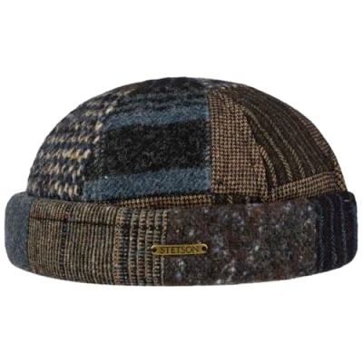Immagine di Stetson Berretto Docker Classic Patchwork Uomo Made in The EU Skull cap Calotta con Risvolto, Docker, Fodera Inverno Autunno/Inverno L (58 59 cm) Marrone Blu
