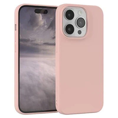 Immagine di EAZY CASE custodia in silicone per iPhone 14 Pro, colore rosa antico, morbido resistente agli urti, protettiva con protezione della fotocamera, sottile di alta qualità,
