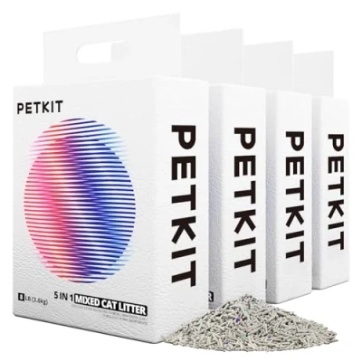 Immagine di PETKIT 5 in 1 Lettiera per Gatti Mista Confezione da 4, Lavabile, Inodore, Carbone Attivo, Ultra Assorbente e ad Asciugatura Rapida(quattro borse)