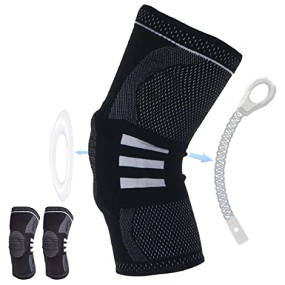 Immagine di Tutore Ginocchio Ginocchiera Ortopedica con Compressione Cuscinetti per Rotula Supporto Laterale Menisco Corsa Lacrima Artrite Sollievo Dolore Articolare L