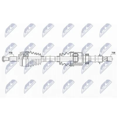 Immagine di NTY NPW RE 188 Albero motore / Semiasse Assale anteriore Dx 1002mm Trasmissione automatica DACIA: Duster SUV, II