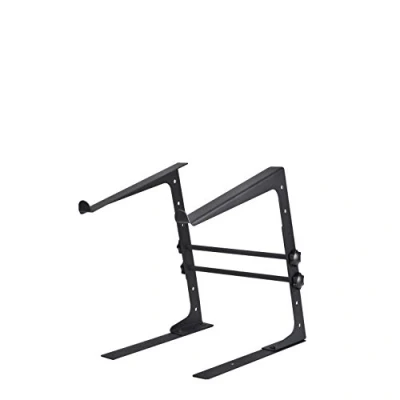 Immagine di Reloop laptop Stand V.2 per tutte le attuali dimensioni di fino a 17&quot;, anti scivolo e protezione dalle vibrazioni, montabile su console, nero