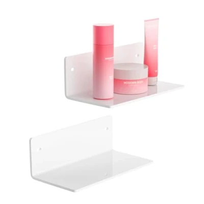 Immagine di Sezanrpt 20 cm, piccole mensole bianche in acrilico, da parete per soggiorno, camera letto, bagno, cucina, sala pranzo, marca Store, confezione 2
