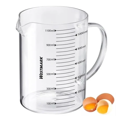 Immagine di Westmark Brocca dosatrice in vetro Ideale per misurare ingredienti dolci e cottura, adatta a microonde, resistente alle temperature, manico ergonomico 1,1 litri