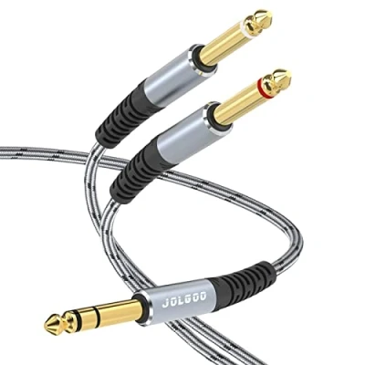 Immagine di JOLGOO Cavo breakout stereo mono da TRS 1/4&quot; a doppio TS 1/4&quot;, maschio 6,35 mm splitter Y 2 metri