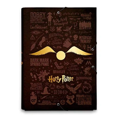 Immagine di Grupo Erik: Cartellina rigida Harry Potter Premium Cartella portadocumenti A4 espandibile, 34 x 24,5 cm, a 3 lembi con elastico, Cartelletta Porta Documenti in cartone, Licenza Ufficiale
