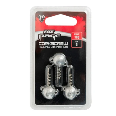 Immagine di Fox Rage Corkscrew Round Jig Heads 15g x 3pc Teste piombate