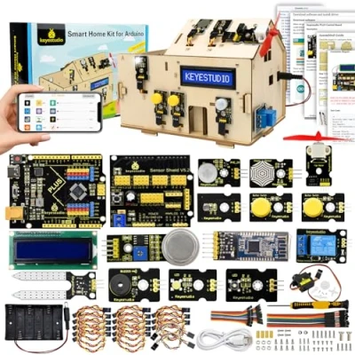 Immagine di KEYESTUDIO IoT Smart Home Starter Kit per Arduino Set imparare Internet of Things, costruzione meccanica, ingegneria elettronica, codice educativo bambini, ragazzi e adulti 14+ Teenegeer