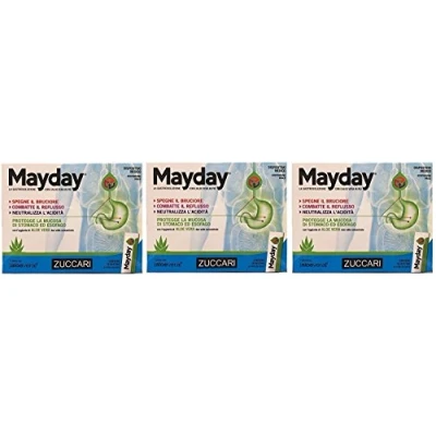 Immagine di ZUCCARI MAYDAY 3 CONFEZIONI DA 18 BUSTINE spegne il bruciore, combatte reflusso e neutralizza l&#039;acidità CON AloeVera2 [KIT SAPONETTA NATURALE QUIZEN IN OMAGGIO]