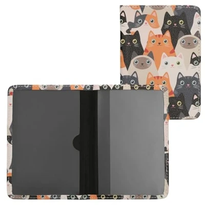 Immagine di kwmobile Custodia Ecopelle per Libretto Circolazione Auto Cover Portalibretto con Scomparti Porta Tessere Patente Foderina Portadocumenti Gatti