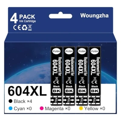 Immagine di Woungzha 604XL Cartucce d&#039;inchiostro Compatibili per Epson 604 XL Expression Home XP 2205 4200 3200 3205 2200 4205 Workforce WF 2935 2930 2910 2950DWF 4 Nero