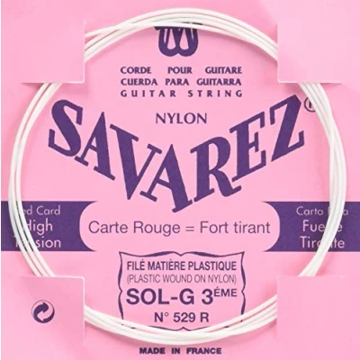 Immagine di SAVAREZ 529R Corda Singola SOL G 3 Chitarra Classica per (SOL 3), a Tensione Forte, in Nylon, con Rivestimento Plastica