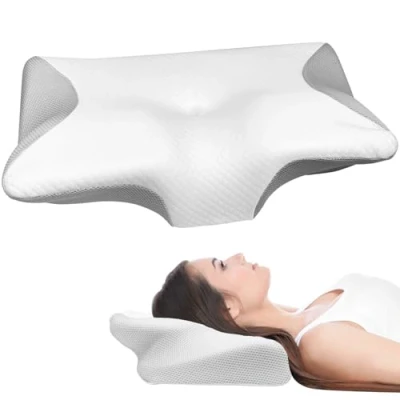 Immagine di Maxentico 63 x 37 12cm Cuscino Cervicale, Memory Foam, Ortopedico, Cuscini per Ergonomico, Guanciale Chi Dorme di Fianco, sulla Schiena o Pancia