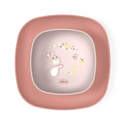Immagine di Chicco Set piatti Bambini, Pappa Svezzamento con 1 Piatto Piano e Ciotola, 2 Pezzi, impilabili, salvaspazio, 12+ Mesi, Rosa