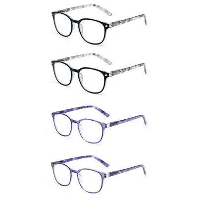 Immagine di JM Occhiali da Lettura e Presbiopia. Resistenti Confortevoli con un Design Unico. Per Donna Uomo. +0.75 [Confezione di 4 2x Grigi Blu]