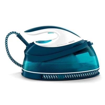 Immagine di Philips PerfectCare Ferro da Stiro con Generatore di Vapore OptimalTEMP, 6,5 bar, Colpo 400g, 120 g/min, Autospegnimento, Blue e Bianco (GC7844/20)