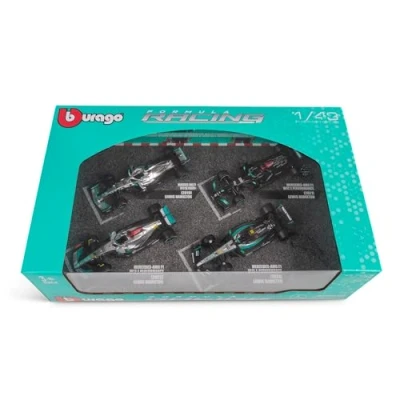 Immagine di F1 MERCEDES AMG Petronas W12 W13 W14 Set 4 Modelli auto Formula 1 2021 2023 LEWIS HAMILTON GEORGE RUSSEL Scala 1:43 12cm Bburago 38093