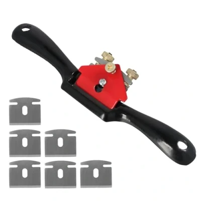 Immagine di Litinliv Pialla a Coda Regolabile, Spokeshave con 6 Lame di Ricambio, Manuale Base Piatta, Attrezzi Manuali Perfetto per Lavori in Legno, Legno e Lavorazione Del