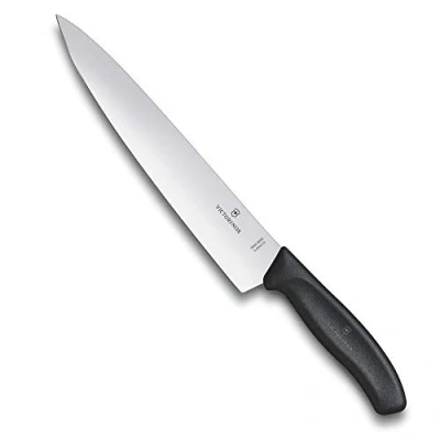 Immagine di Victorinox Swiss Classic, coltello professionale da intaglio, lama extra affilata, affilatura diritta, 22 cm, manico in plastica, acciaio inossidabile, nero