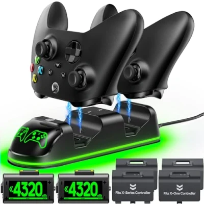 Immagine di OIVO Ricarica Controller Xbox con 2x3360mWh (2x1400mAh) Batteria Ricaricabile, Caricatore per One/Xbox Series X/S