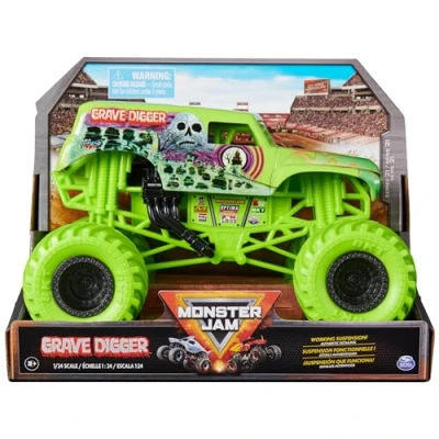 Immagine di Monster Jam, Truck ufficiale Grave Digger, veicolo pressofuso da collezione, scala 1:24, giocattoli per bambini ragazzi e ragazze dai 3 anni in su