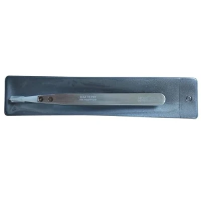 Immagine di Horotec MSA 12.723 Pinzette professionali per orologiare in alluminio, con inserti tende, Delrin bianco, punte sottili, lunghezza 130 mm, acciaio