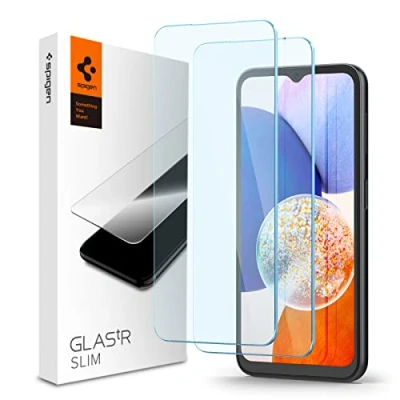 Immagine di Spigen Glas.tR Slim Vetro Temperato compatibile con Samsung Galaxy A14 5G, A14, 2 Pezzi, Anti graffio, Cristallino, Durezza 9H Pellicola prottetiva