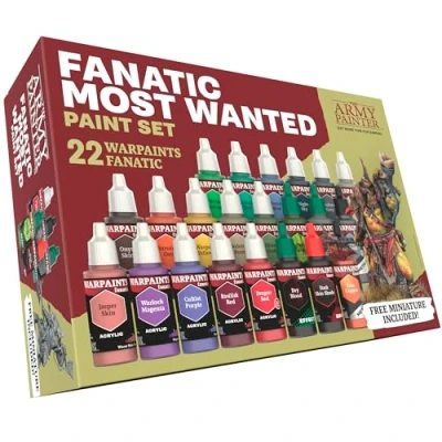 Immagine di The Army Painter, Warpaints Fanatic Most Wanted Set, 22 18 ml Colori acrilici, incl. Metallici, Effetti, Lavaggi, Primer con pennello, 1 Pennelli e miniature modellismo per Dnd Warhammer