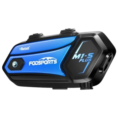 Immagine di Fodsports M1 S Plus Interfono Moto con Condivisione Musica,Auricolare Casco Bluetooth Coppia,2000M Sistema di Comunicazione Casco,Fino a 10 Persone, Audio Multitasking Cablato,Universale Sciare/ATV