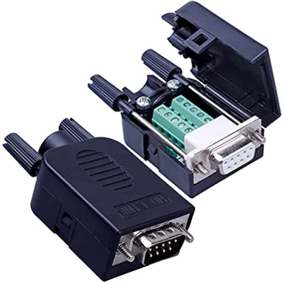 Immagine di PENGLIN 2 connettori DB9 senza saldatura RS232 D SUB seriale fino a 9 poli, connettore adattatore breakout board con alloggiamento viti lunghe tubo di scappamento (spina + femmina)