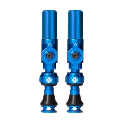 Immagine di Muc Off Big Bore Hybrid Tubeless Valves, Blue 35mm Precision Engineered Dust Caps for Bikes with Revolutionary Airflow Technology Schrader Valve MTB/Road/Gravel