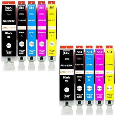 Immagine di Happy Printer 10 cartucce XL compatibili con Canon PGI 580 CLI 581 per Pixma TR7500 TR7550 TR8550 TS6100 TS6150 TS6151 TS6250 TS6251 TS6350 TS6351 TS705 TS9540 TS9541c TS9550 TS9551c