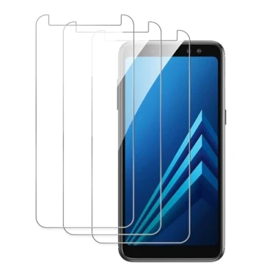 Immagine di 3 Pezzi Vetro Temperato Compatibile con Samsung Galaxy A8 2018, Ultra HD Schermo Pellicola Protettiva, Durezza 9H, Trasparente, Anti Impronte, Senza Bolle