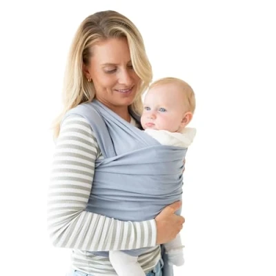 Immagine di RYLOOBABY, fascia porta bebè dai colori neutri, adatta come copertura per allattamento e post parto, morbida completamente regolabile (grigio neutro)