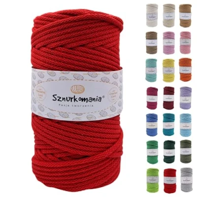 Immagine di cordoncino di cotone 5 mm 100 m, 46 colori, colore bianco, filato macramè, filo intrecciato da con nucleo, corda