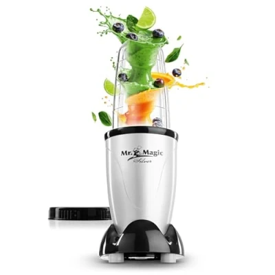 Immagine di GOURMETmaxx Smoothie Maker incl. Tazza To Go Mini frullatore con 8 programmi, senza BPA lavabile in lavastoviglie e a prova di perdite 400 Watt [Edizione argento]