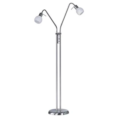 Immagine di Reality Leuchten Antibes Lampada a stelo, in metallo e nichel opaco/alabastro, colore: bianco