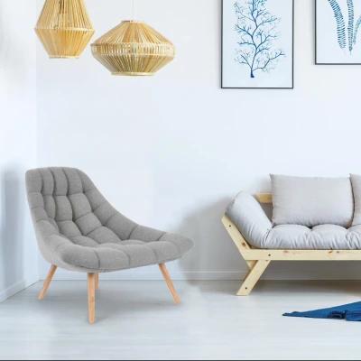 Immagine di Poltrona Danios in tessuto grigio chiaro Menzzo