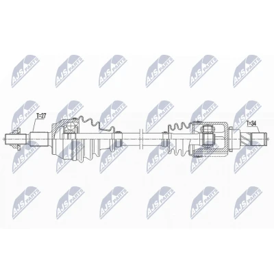 Immagine di NTY NPW FR 139 Albero motore / Semiasse Assale anteriore Sx 605mm Trasmissione automatica FORD: FOCUS 3 Turnier, 3, C Max 2