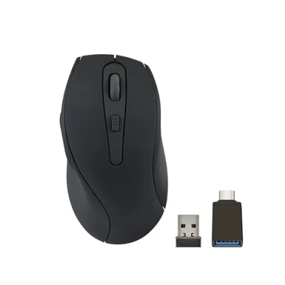 Immagine di Speedlink AXON silent Mouse wireless per PC senza fili, clic silenzioso, con batteria ricaricabile USB C, superficie gommata antibatterica, ergonomico, 2,4 GHz, fino a 1600 dpi, nero