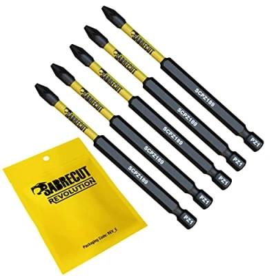 Immagine di 5 x SabreCut SCPZ189_5 89 mm PZ1 Set di punte per cacciavite a impatto magnetico Pozi Pozidriv Heavy Duty compatibile con Dewalt Milwaukee Bosch Makita e altro