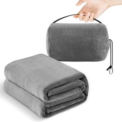Immagine di 1.27*1.52m Coperta Da Viaggio 2 In 1, Cuscino Di Trasformazione E Morbido Per Aereo, Auto Viaggi, Compatta Aeromobili