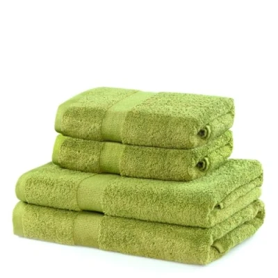 Immagine di DecoKing Set di 4 asciugamani in cotone qualità 525 g/m², 50 x 100 cm e 2 teli da bagno 70 140 cm, verde seladon, assorbente, Marina