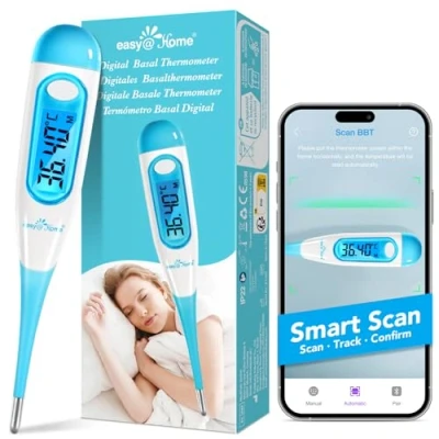 Immagine di Termometro Basale Digitale Easy@Home Test Ovulazione Fertilità e Gravidanza Alta Precisione con Intervallo 1/100 per il Monitoraggio dell&#039;Ovulazione gratuita APP Premom