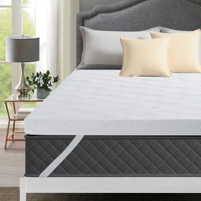 Immagine di Autsel Topper in Memory Foam 180x200cm Matrimoniale Schiuma Gel Anti Pressione Materasso da 7.5cm Coprimaterasso con Fodera Removibile