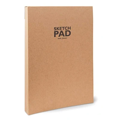 Immagine di Sketchbook Sketchpad Blocco da Disegno incollato sulla Testa, DIN A4, 120 Fogli, 100 g/m², Carta Kraft riciclabile in Fibre Naturali Non sbiancate